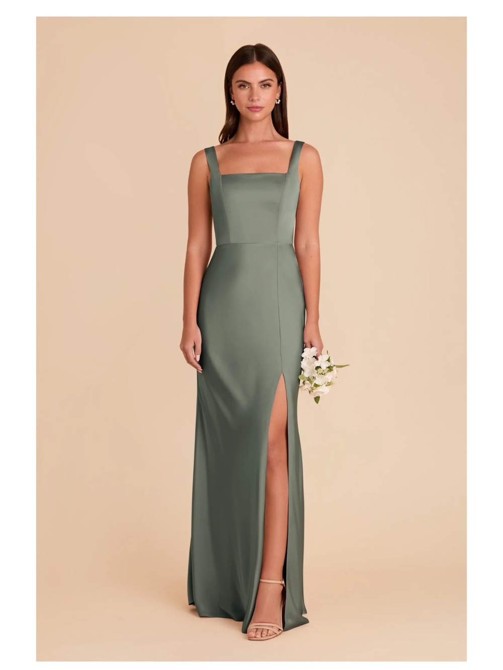 Birdy Grey Satin Cowl Neck Maxi Dress in Sage Green